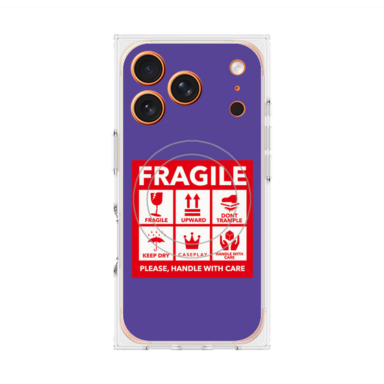 Premium Square Case with MagSafe［ FRAGILE Sticker - Purple ］