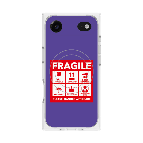 Premium Square Case with MagSafe［ FRAGILE Sticker - Purple ］