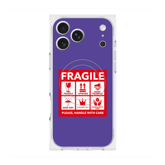 Premium Square Case with MagSafe［ FRAGILE Sticker - Purple ］