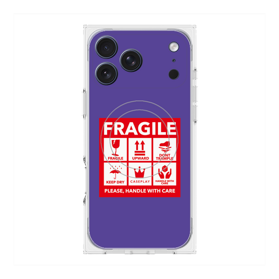 Premium Square Case with MagSafe［ FRAGILE Sticker - Purple ］