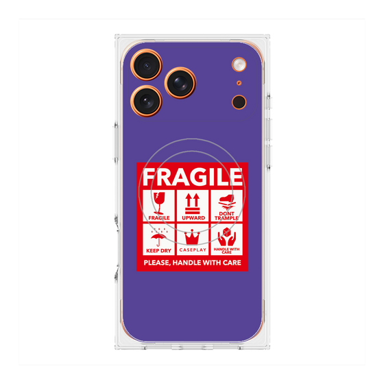 Premium Square Case with MagSafe［ FRAGILE Sticker - Purple ］