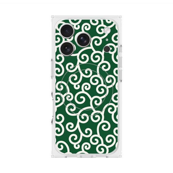 Premium Square Case with MagSafe［ Karakusa Pattern - Green ］