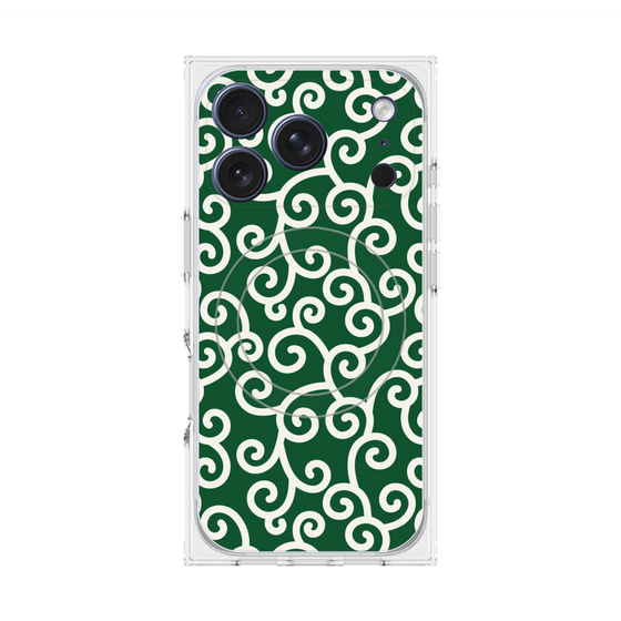 Premium Square Case with MagSafe［ Karakusa Pattern - Green ］