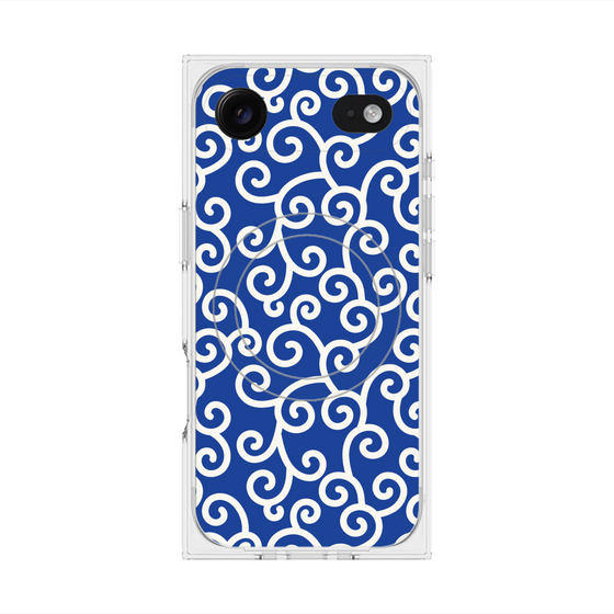 Premium Square Case with MagSafe［ Karakusa Pattern - Blue ］