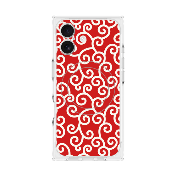 Premium Square Case with MagSafe［ Karakusa Pattern - Red ］