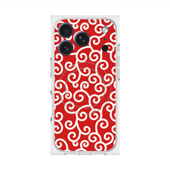 Premium Square Case with MagSafe［ Karakusa Pattern - Red ］