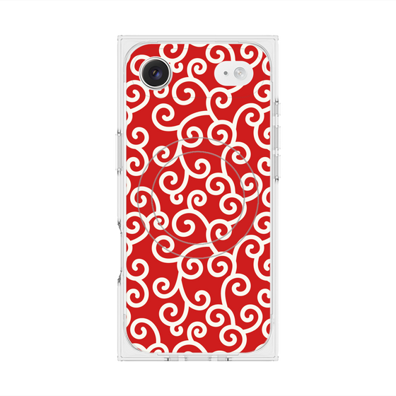 Premium Square Case with MagSafe［ Karakusa Pattern - Red ］