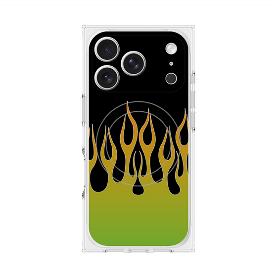 Premium Square Case with MagSafe［ Flame - Green ］