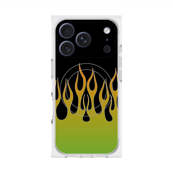 Premium Square Case with MagSafe［ Flame - Green ］