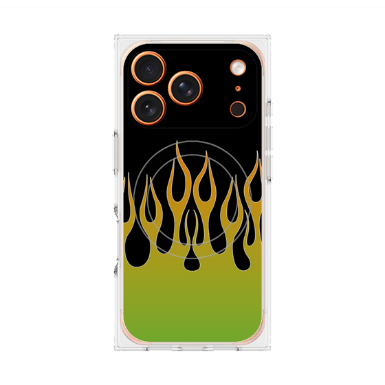 Premium Square Case with MagSafe［ Flame - Green ］