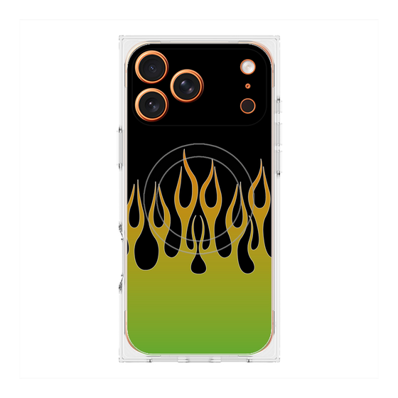 Premium Square Case with MagSafe［ Flame - Green ］