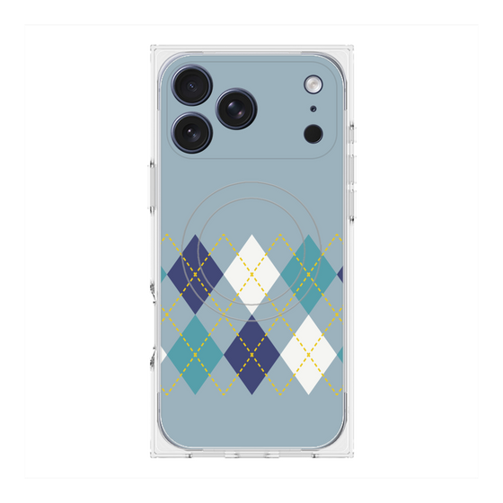Premium Square Case with MagSafe［ Nordic Argyle - Blue ］