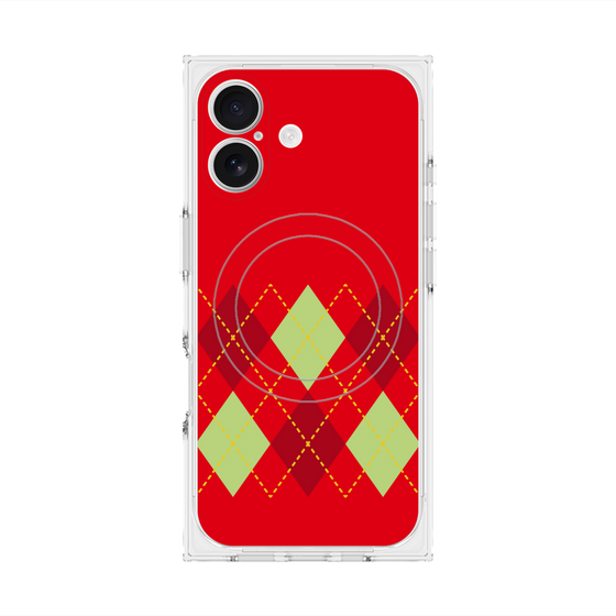 Premium Square Case with MagSafe［ Nordic Argyle - Red ］