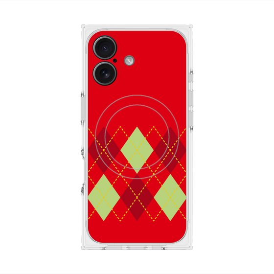 Premium Square Case with MagSafe［ Nordic Argyle - Red ］