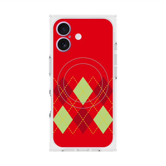 Premium Square Case with MagSafe［ Nordic Argyle - Red ］