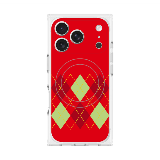 Premium Square Case with MagSafe［ Nordic Argyle - Red ］