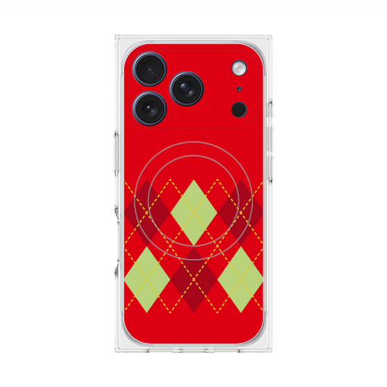 Premium Square Case with MagSafe［ Nordic Argyle - Red ］
