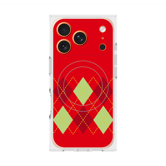 Premium Square Case with MagSafe［ Nordic Argyle - Red ］