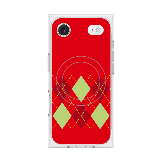 Premium Square Case with MagSafe［ Nordic Argyle - Red ］
