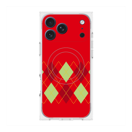 Premium Square Case with MagSafe［ Nordic Argyle - Red ］