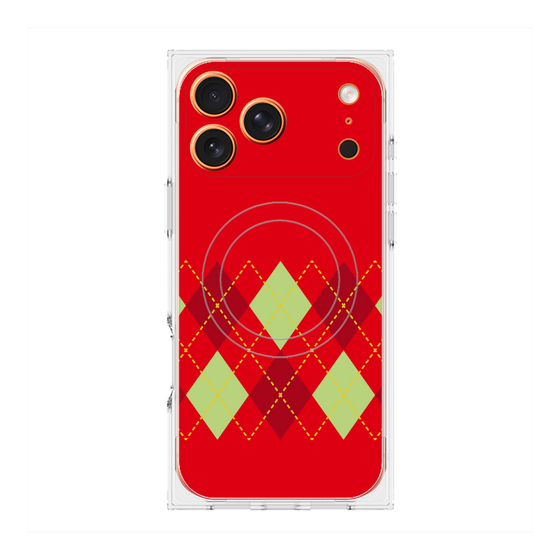 Premium Square Case with MagSafe［ Nordic Argyle - Red ］