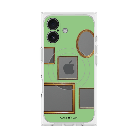Premium Square Case with MagSafe［ Photo Frames - Light Green ］