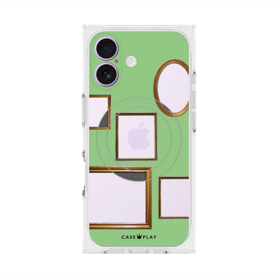 Premium Square Case with MagSafe［ Photo Frames - Light Green ］