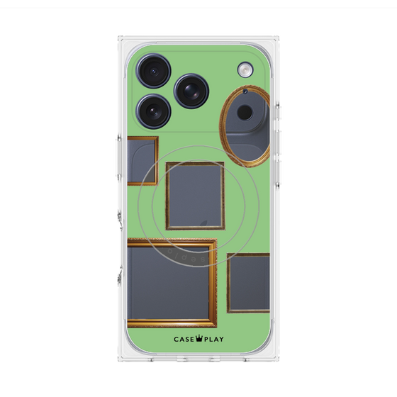 Premium Square Case with MagSafe［ Photo Frames - Light Green ］