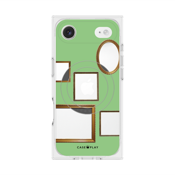 Premium Square Case with MagSafe［ Photo Frames - Light Green ］