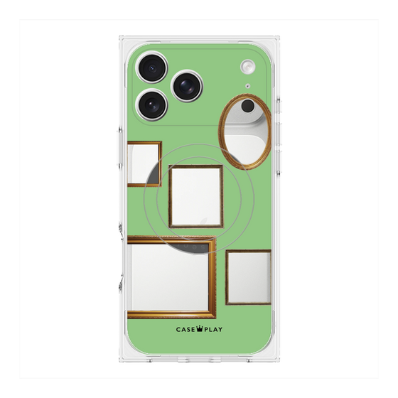 Premium Square Case with MagSafe［ Photo Frames - Light Green ］