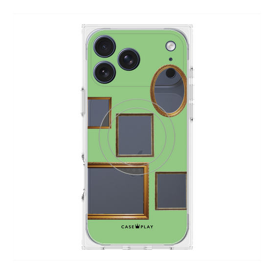 Premium Square Case with MagSafe［ Photo Frames - Light Green ］