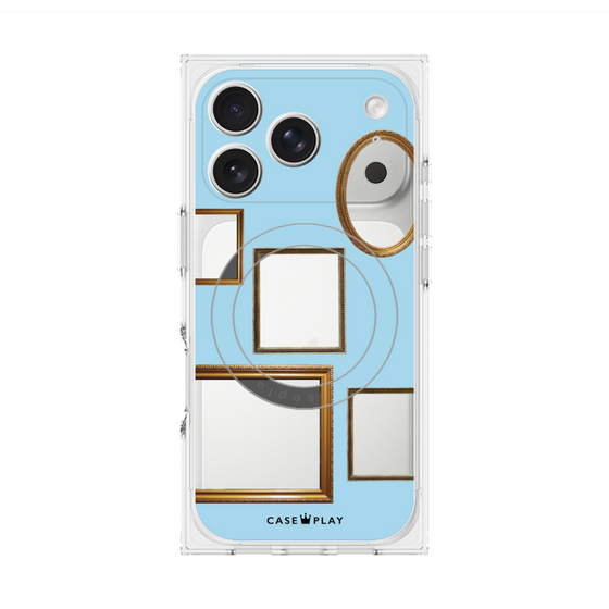 Premium Square Case with MagSafe［ Photo Frames - Light Blue ］