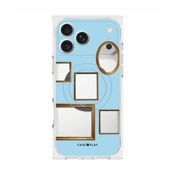 Premium Square Case with MagSafe［ Photo Frames - Light Blue ］