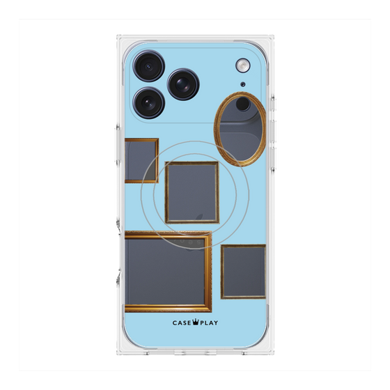 Premium Square Case with MagSafe［ Photo Frames - Light Blue ］