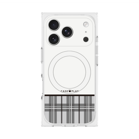 Premium Square Case with MagSafe［ CASEPLAY Tartan Check - Gray ］