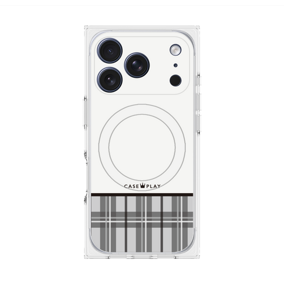 Premium Square Case with MagSafe［ CASEPLAY Tartan Check - Gray ］