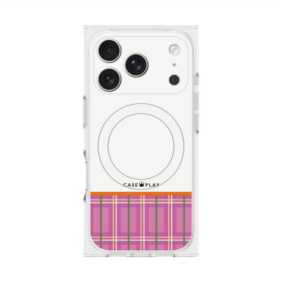 Premium Square Case with MagSafe［ CASEPLAY Tartan Check - Pink ］