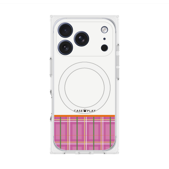 Premium Square Case with MagSafe［ CASEPLAY Tartan Check - Pink ］
