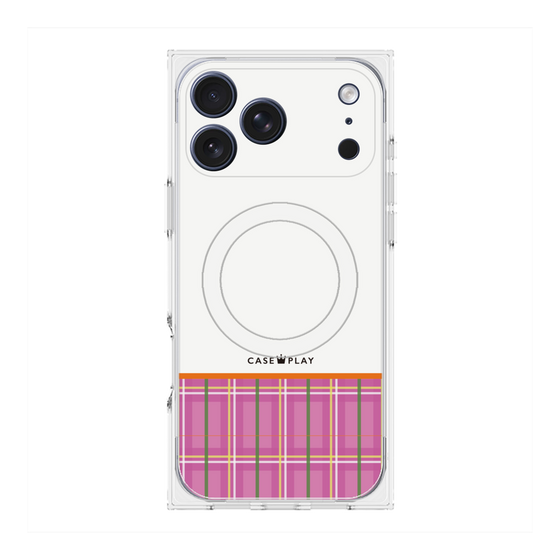 Premium Square Case with MagSafe［ CASEPLAY Tartan Check - Pink ］
