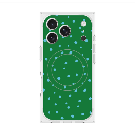 Premium Square Case with MagSafe［ Drawing Dot - Green ］