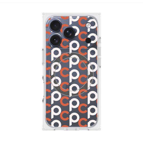 Premium Square Case with MagSafe［ Original - CASEPLAY Initial All-over Pattern - Orange ］