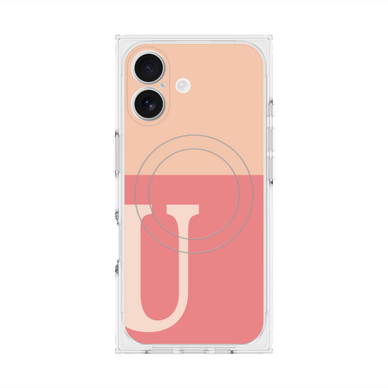 Premium Square Case with MagSafe［ Original - initial two tone - U pink ］