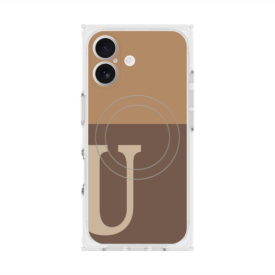 Premium Square Case with MagSafe［ Original - initial two tone - U brown ］