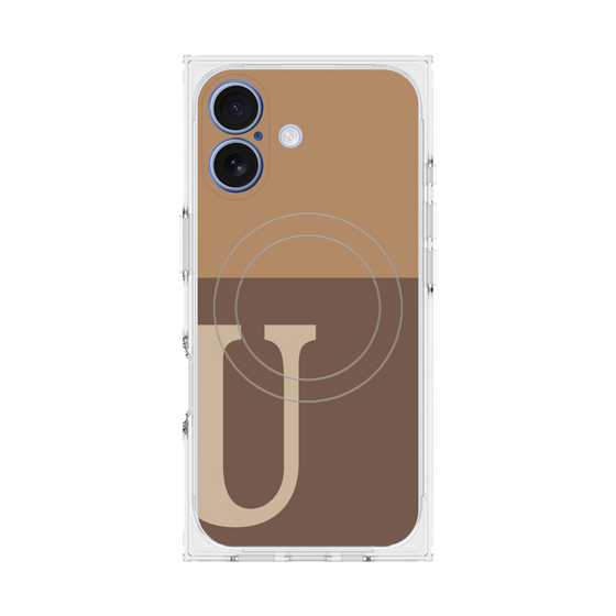 Premium Square Case with MagSafe［ Original - initial two tone - U brown ］
