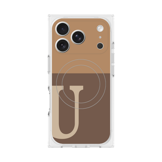 Premium Square Case with MagSafe［ Original - initial two tone - U brown ］