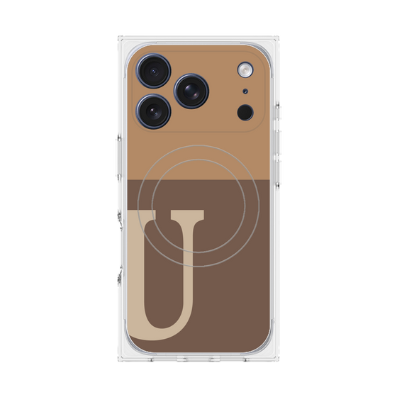 Premium Square Case with MagSafe［ Original - initial two tone - U brown ］