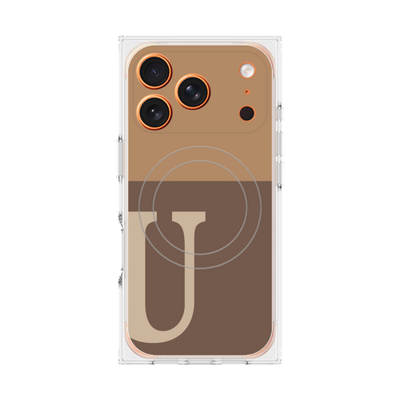 Premium Square Case with MagSafe［ Original - initial two tone - U brown ］