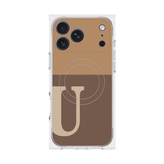 Premium Square Case with MagSafe［ Original - initial two tone - U brown ］