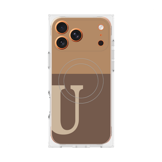 Premium Square Case with MagSafe［ Original - initial two tone - U brown ］