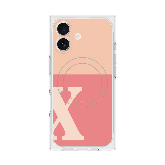 Premium Square Case with MagSafe［ Original - initial two tone - X pink ］